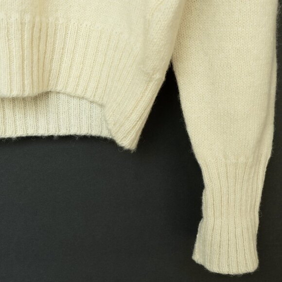 Vintage White Wool Sweater Scottish Fisherman Crew Neck Mariner Medium Knit - Picture 6 of 9